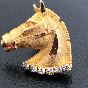 Vintage Horse head pin, with rhinestones